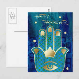 Gelukkig Pascha. Hamsa Hand Gelukssymbool Briefkaart