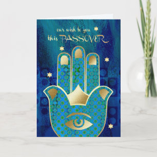 Gelukkig Pascha. Hamsa Hand Gelukssymbool Kaart