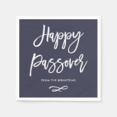 Gelukkig Pascha | Modern Midnight blauw en wit Servetten (Voorkant)