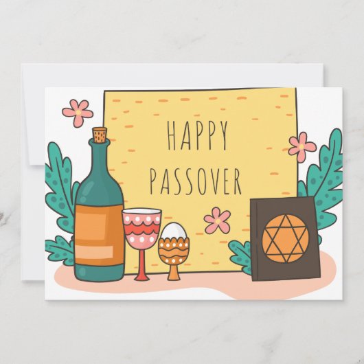 Gelukkig Pascha| Mooie Seder Pesach Uitnodiging (Voorkant)
