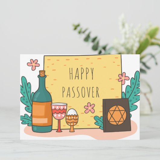 Gelukkig Pascha| Mooie Seder Pesach Uitnodiging (Staand voorkant)