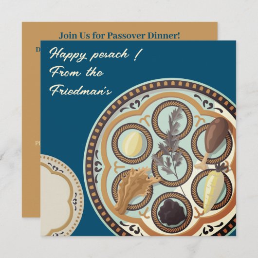 Gelukkig Pascha| Mooie Seder Pesach Uitnodiging (Voorkant / Achterkant)