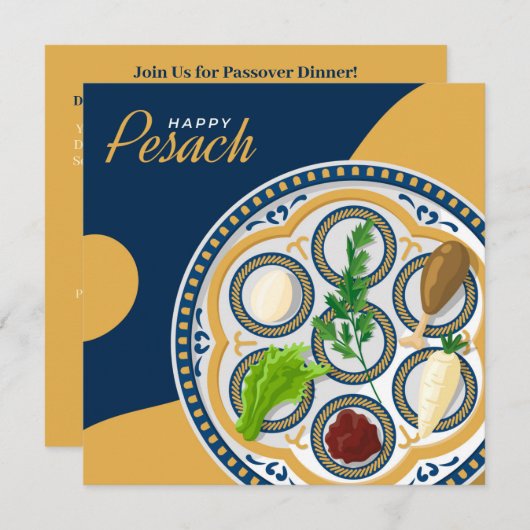 Gelukkig Pascha| Mooie Seder Pesach Uitnodiging (Voorkant / Achterkant)