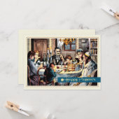 Gelukkig Pascha.  Pascha Seder Scene Kaart (Voorkant / Achterkant in situ)