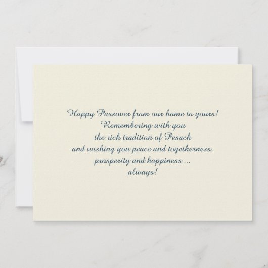 Gelukkig Pascha.  Pascha Seder Scene Kaart (Achterkant)