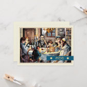 Gelukkig Pascha. Pascha Seder Scene Kaart (Voorkant / Achterkant in situ)