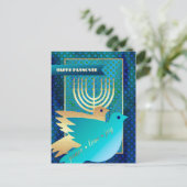 Gelukkig Pascha. Peace Doves en Menorah Briefkaart (Staand voorkant)