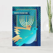 Gelukkig Pascha. Peace Doves en Menorah Kaart (Voorkant)