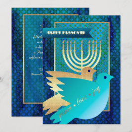 Gelukkig Pascha. Peace Doves en Menorah Kaart