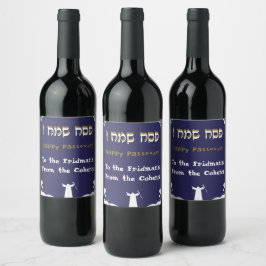 Gelukkig Pascha Pesach Joodse vakantie gepersonali Wijn Etiket