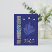 Gelukkig Pascha Star van David en Seder Tafel Icon Briefkaart (Staand voorkant)