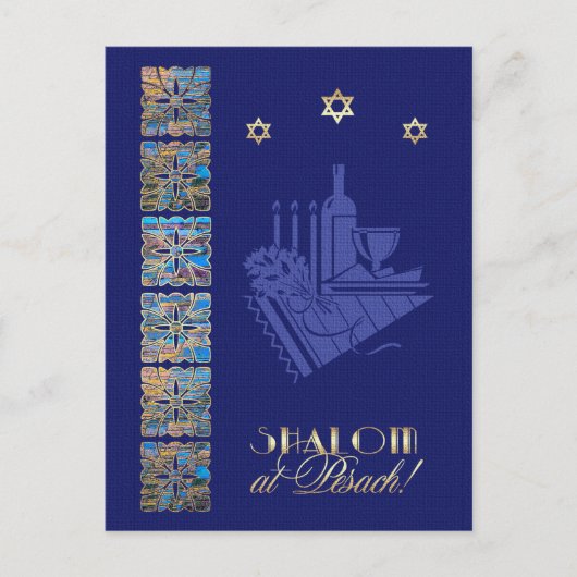 Gelukkig Pascha Star van David en Seder Tafel Icon Briefkaart (Voorkant)