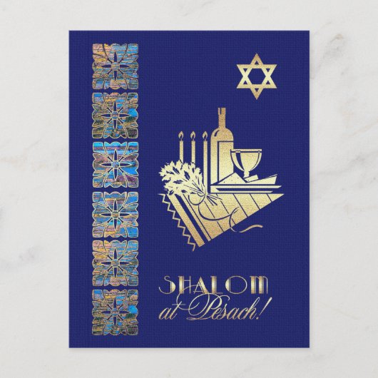 Gelukkig Pascha Star van David en Seder Tafel Icon Briefkaart (Voorkant)