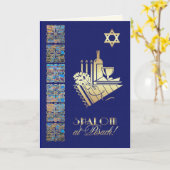 Gelukkig Pascha Star van David en Seder Tafel Icon Kaart (Gele Bloem)