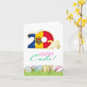 Gelukkig Pasen 2024 Wenskaart "Moldavië" Kaart (Gele Bloem)