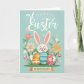Gelukkig Pasen aan Everybunny Bunny met Eieren Pas Feestdagen Kaart (Voorkant)