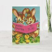 Gelukkig Pasen aan u konijntjes aangepaste Pasen Kaart (Voorkant)