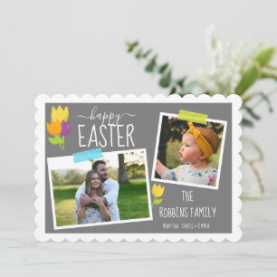 Gelukkig Pasen Aangepaste Foto Washi Tape Tulp Va Feestdagenkaart