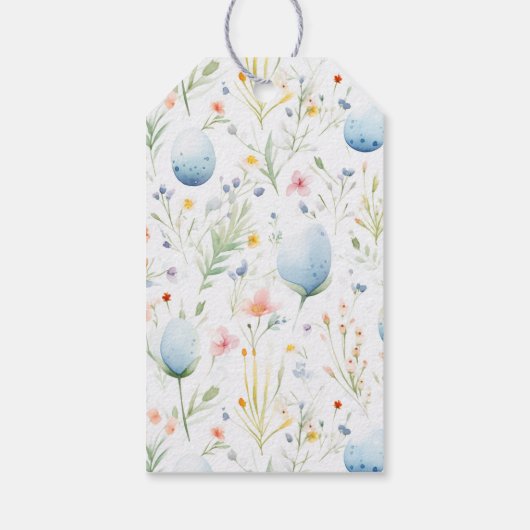 Gelukkig Pasen | Aangepaste naam | Bloemen Cadeaulabel (Achterkant)