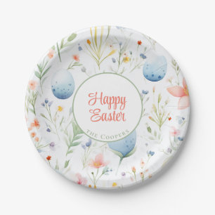 Gelukkig Pasen Aangepaste naam Bloemen Papieren Bordje