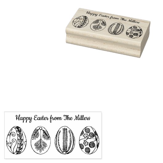 Gelukkig Pasen Aangepaste Naam Hand Getrokken Paas Rubberstempel (Gestempeld)