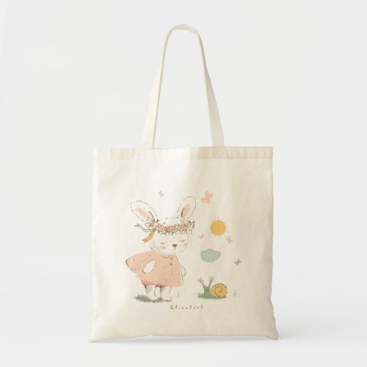 Gelukkig Pasen Baby konijnenpatroon Tote Bag (Voorkant)