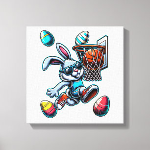 Gelukkig Pasen Basketbal Jongens Paashaas Grappig  Canvas Afdruk