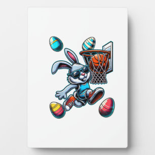 Gelukkig Pasen Basketbal Jongens Paashaas Grappig  Fotoplaat