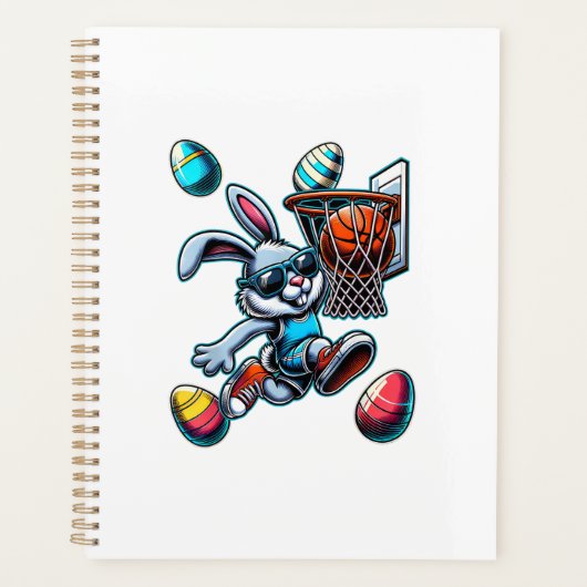 Gelukkig Pasen Basketbal Jongens Paashaas Grappig Planner (Voorkant)
