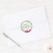 Gelukkig Pasen Bloem (Roze Groen) Stickers (Envelop)