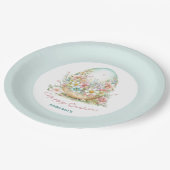 Gelukkig Pasen Bloemen Ei Blauw Gepersonaliseerde  Papieren Bordje (Gekanteld)