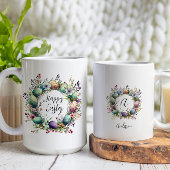 Gelukkig Pasen Bloemen Ei Krans Custom Monogram Koffiemok