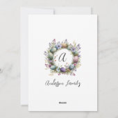 Gelukkig Pasen Bloemen Lente Krans Monogram Feestdagenkaart (Achterkant)