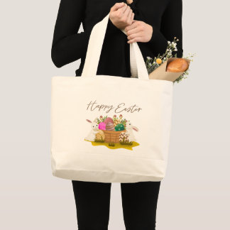 Gelukkig Pasen Boodschappentas Grote Tote Bag