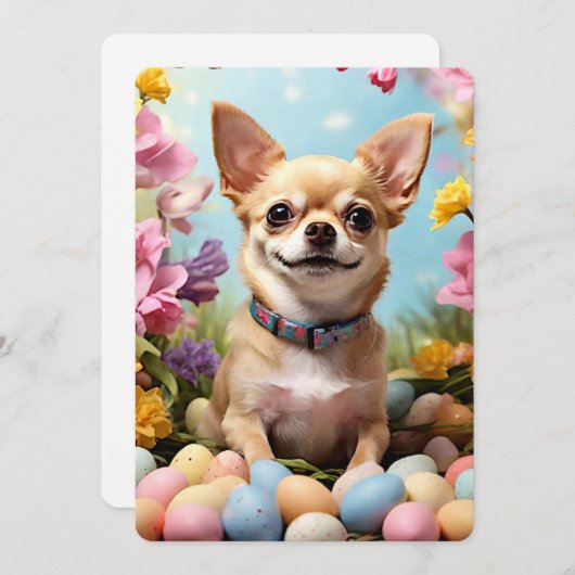Gelukkig Pasen Chihuahua Feestdagenkaart (Voorkant / Achterkant)