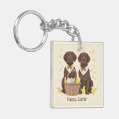 Gelukkig Pasen Chocolade Labrador Retriever Honden Sleutelhanger (Voorkant Links)