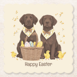 Gelukkig Pasen Chocolate Labrador Retriever Honden Kartonnen Onderzetters