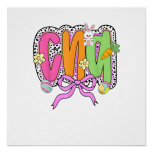 Gelukkig Pasen CNA Verpleegster Coquette Strik Kon Perfect Poster