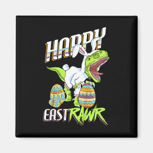 Gelukkig Pasen Cute Trex Dinosaur Easter Bunny Ei Magneet