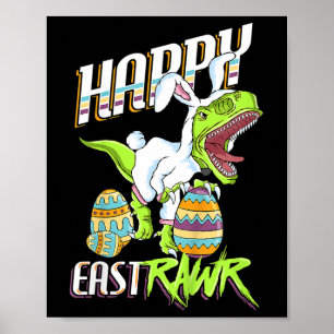 Gelukkig Pasen Cute Trex Dinosaur Easter Bunny Ei Poster