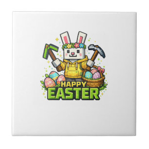 Gelukkig Pasen Dag Konijn Ei Gamer Videospel Kinde Tegeltje