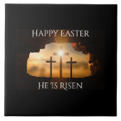 Gelukkig Pasen dat hij drie Crosses Holiday is Tegeltje (Voorkant)