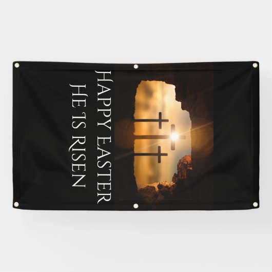 Gelukkig Pasen dat hij drie kruisen is Spandoek (Horizontaal)