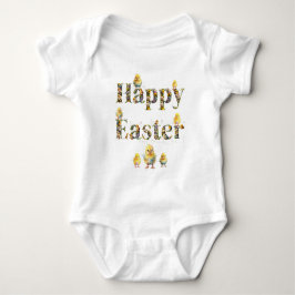 Gelukkig Pasen decoratieve tekst Baby Kuikens Romper