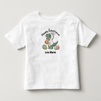 Gelukkig Pasen Dinosaurus met een konijnenjas, Eie Kinder Shirts