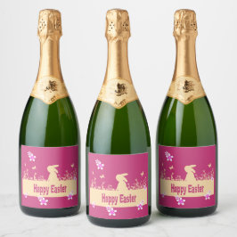 gelukkig Pasen, droomhaas Sparkling Wijnetiket