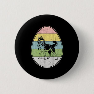 Gelukkig Pasen Ei Siberische Husky Hond Grafisch G Ronde Button 5,7 Cm