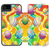 Gelukkig Pasen Eieren Feestelijk Patroon Incipio iPhone Portemonnee Hoesje (Agenda Open)