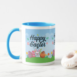 Gelukkig Pasen Eieren Konijn & Bloemen Mok