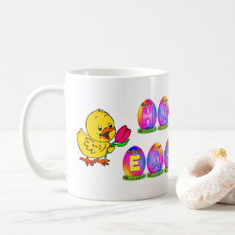 Gelukkig Pasen Eieren met Gele Kuiken & Tulp Koffiemok